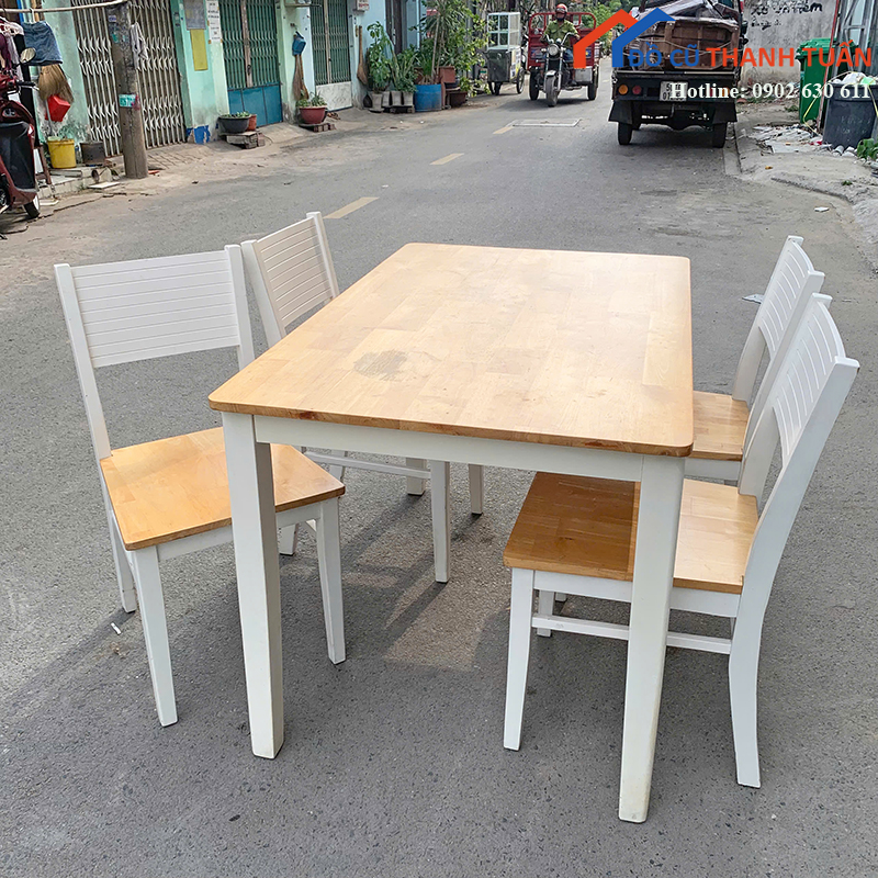 bo-ban-an-cherry-cu-1m2x70cm-4-ghe-mat-go-4 Bộ Bàn Ăn Cherry Cũ 1M2x70CM 4 Ghế Mặt Gỗ