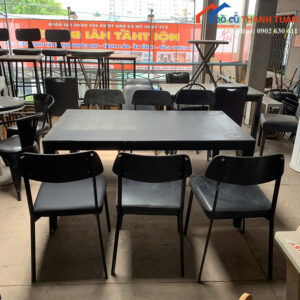 Bộ Bàn Ăn Cũ 1M4x80CM Tông Đen Hiện Đại Giá Tốt