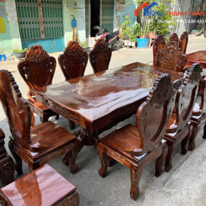 Bộ Bàn Ăn Louis 8 Ghế Chạm Khắc Sang Trọng Mới 99%