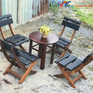 Bộ Bàn Ghế Cafe Bọc Đệm Gấp Gọn Mới 99%