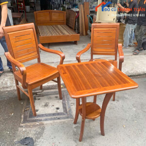 Bộ Bàn Trà Cũ Gỗ 2 Ghế Nhỏ Gọn Giá Tốt