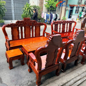 Bộ Salon Gỗ Tay 10 Chạm Khắc Đẹp Mới 99%