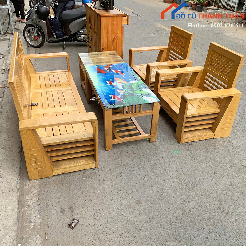 bo-sofa-go-cu-kieu-hien-dai-phong-khach-1 Bộ Salon Gỗ Cũ Kiểu Hiện Đại Phòng Khách