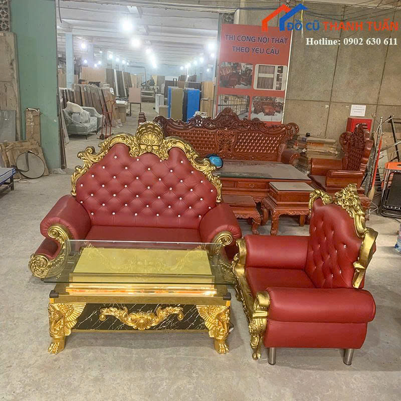 bo-sofa-hoang-gia-cu-1m3x70cm-mau-do-sang-trong-2 Thanh Lý Đồ Nội Thất Cũ - Chuyên Mua Bán Bàn Ghế Cũ Giá Tốt Nhất