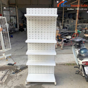 Kệ Siêu Thị Cũ 1M8x70CM Màu Trắng Lưng Lỗ Tiện Lợi