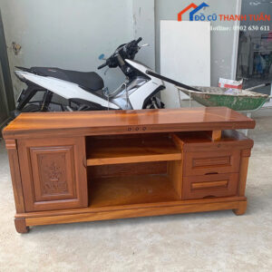 Kệ Tivi Cũ Gỗ Tự Nhiên Có 2 Ngăn Kéo Tiện Lợi