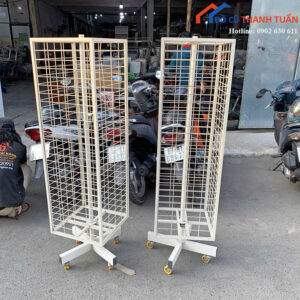 Kệ Xoay Treo Phụ Kiện Cũ Màu Trắng Khung Lưới