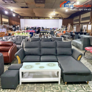 Thanh Lý Sofa Bọc Da Màu Xám Góc L Mới 99%