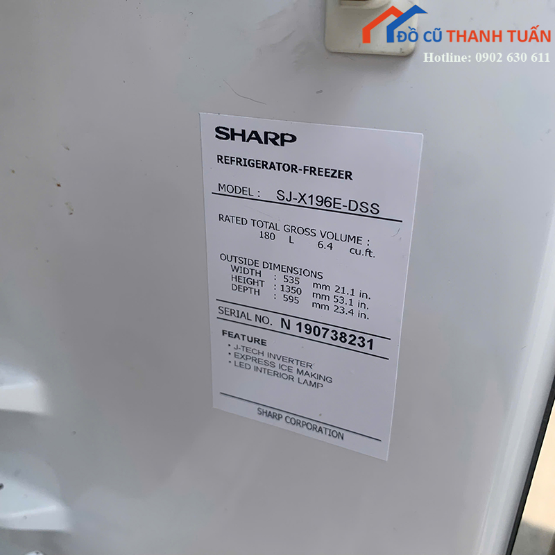 tu-lanh-sharp-cu-180l-2-cua-inverter-gia-re-4 Tủ Lạnh Sharp Cũ 180L 2 Cửa Inverter Giá Rẻ