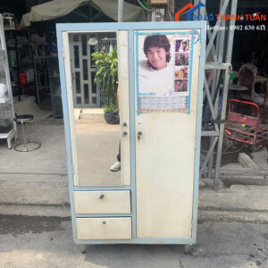 Tủ Quần Áo Sắt Cũ 1M6x87CM Có Gương Tiện Lợi