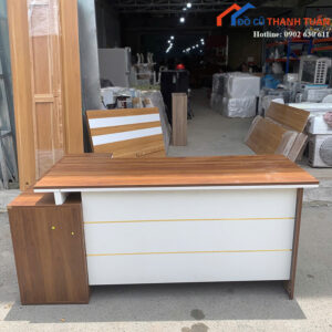 Bàn Giám Đốc Cũ 1M6x60CM Kèm Tủ Phụ Màu Nâu Trắng