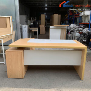 Bàn Giám Đốc Cũ 1M6x80CM Chữ L Màu Gỗ Sáng Phối Trắng
