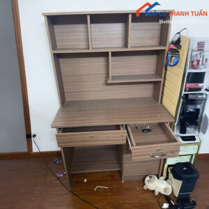 Bàn Học Cũ Liền Kệ Sách Màu Vân Gỗ