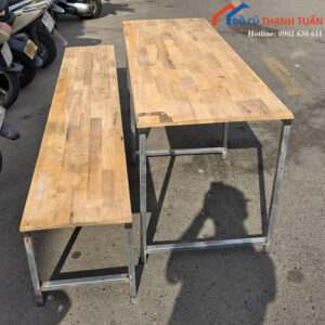 Bàn Học Sinh Cũ 1M6x60CM Mặt Gỗ Khung Sắt Chắc Chắn