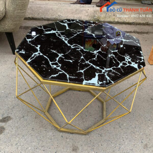 Bàn Sofa Cũ Dáng Đa Giác Mặt Đá Đen Nổi Bật