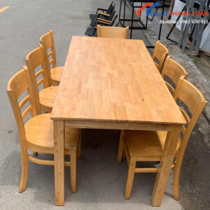 Bộ Bàn Ăn Cũ 1M6x70CM Gỗ Tự Nhiên 6 Ghế Rộng Rãi