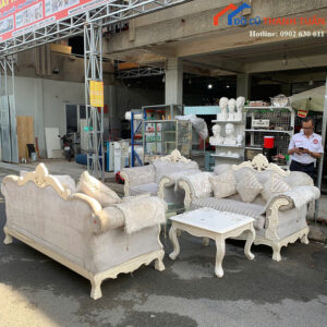 Bộ Sofa Cổ Điển Cũ Bọc Vải Hoa Văn Sang Trọng