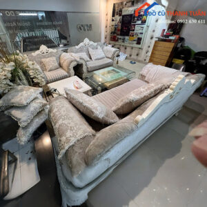 Bộ Sofa Cổ Điển Cũ Bọc Vải Hoa Văn Sang Trọng