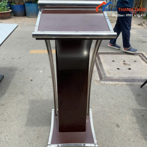Bục Phát Biểu Cũ Màu Nâu Chân Inox Sang Trọng