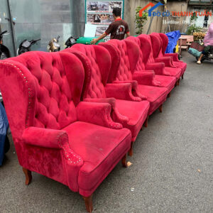 Ghế Sofa Nail Cũ Cao Cấp Bọc Nhung Đỏ Sang Trọng