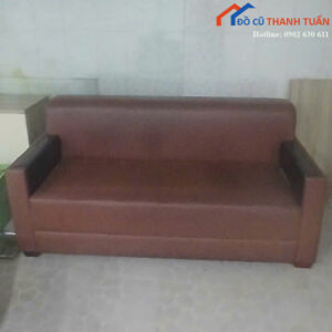 Sofa Băng Cũ Bọc Da Nâu Dáng Gọn Đẹp