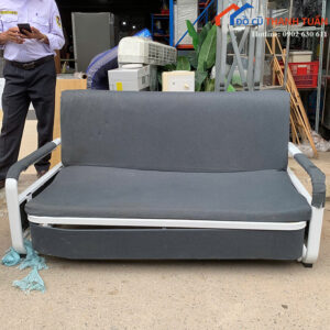 Sofa Bed Cũ 1M6x1M8 Màu Xám Có Tay Vịn Gọn Gàng Tiện Dụng