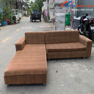 Sofa Góc L Cũ Bọc Vải Màu Nâu Hiện Đại