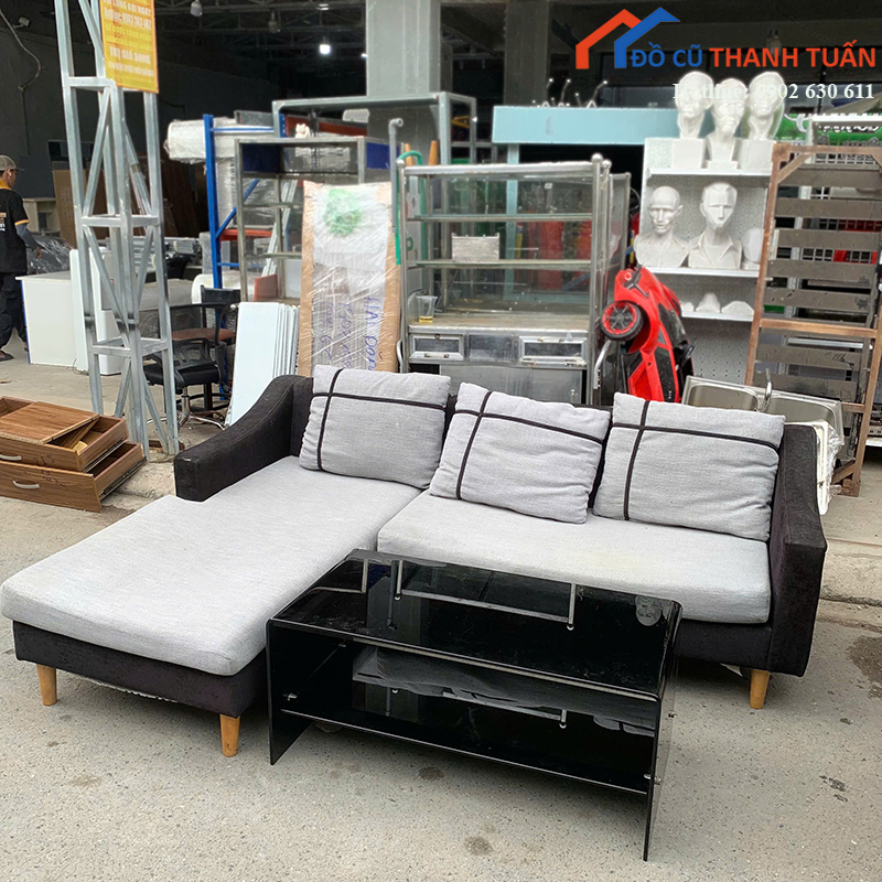 sofa-goc-l-cu-boc-vai-mau-xam-den-4-1 Thanh Lý Đồ Nội Thất Cũ - Chuyên Mua Bán Bàn Ghế Cũ Giá Tốt Nhất