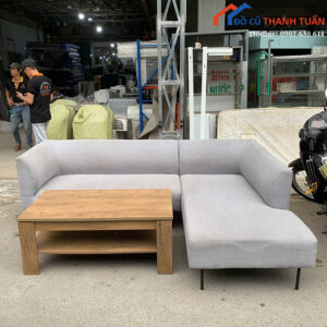Sofa Góc L Cũ Bọc Vải Màu Xám Hiện Đại