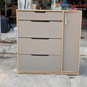 Tủ Giày Dép Cũ 1m05 Màu Vân Gỗ Phối Xám