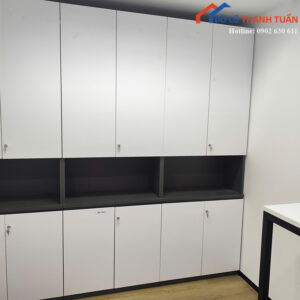 Tủ Hồ Sơ Cũ 2M4x1M7 Màu Trắng Phối Xám Thiết Kế Nhiều Ngăn