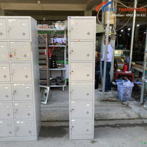 Tủ Locker Cũ 6 Ngăn Bằng Sắt Màu Xám