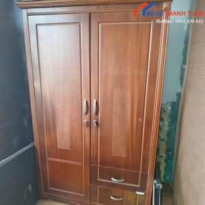 Tủ Quần Áo Cũ 2 Cánh Màu Nâu Gỗ Có Gương Soi