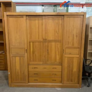 Tủ Quần Áo Cũ 2Mx2M Gỗ Tự Nhiên Cửa Lùa