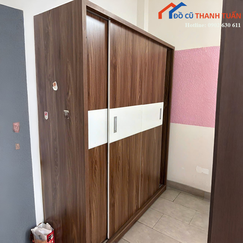 tu-quan-ao-cu-cua-lua-phoi-trang-van-go-2 Tủ Quần Áo Cũ Cửa Lùa Phối Trắng Vân Gỗ