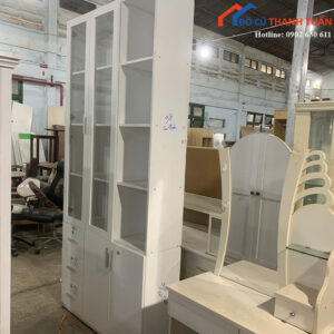 Tủ Trưng Bày Cũ Cửa Kính Màu Trắng Nhiều Ngăn