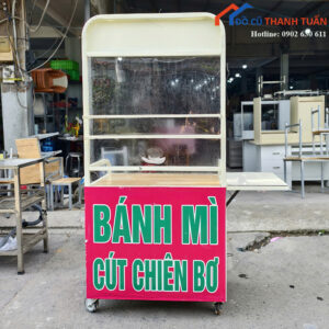 Xe Bán Bánh Mì Cũ 1M7x80CM Có Kính Trưng Bày Tiện Dụng