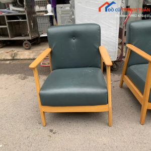 Ghế Sofa Đơn Cũ Tay Gỗ Bọc Da Giá Rẻ
