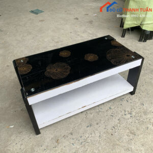 Bàn Sofa Cũ Mặt Kính Đen Hoa Văn