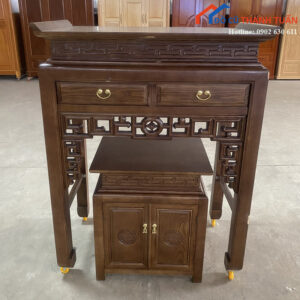 Bàn Thờ Gỗ 1M07 Chạm Hoa Văn Mới 99%