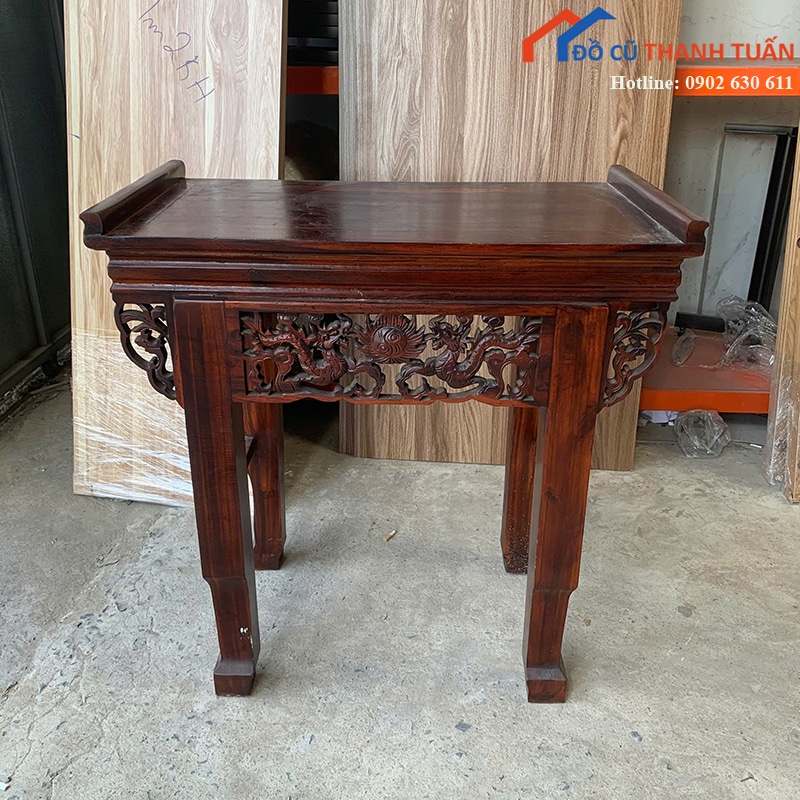 ban-tho-go-cu-87cm-cham-rong-hoa-van-tinh-xao-1 Bàn Thờ Gỗ Cũ 87CM Chạm Rồng Hoa Văn Tinh Xảo - TKTC51