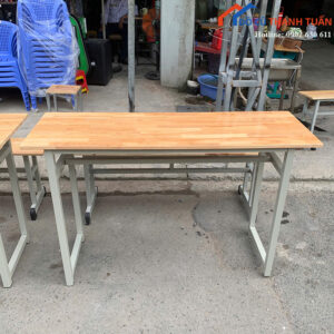 Bộ Bàn Ghế Học Sinh Cũ 1M2x40CM Mặt Gỗ Chân Sắt