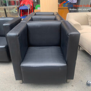 Ghế Sofa Đơn Cũ Bọc Da Màu Đen Hiện Đại