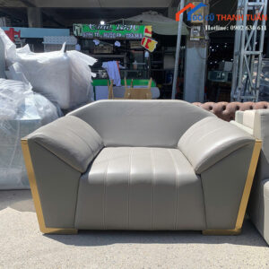 Ghế Sofa Đơn Cũ Bọc Da Màu Xám Hiện Đại
