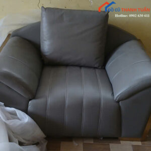 Ghế Sofa Đơn Cũ Bọc Da Màu Xám Hiện Đại
