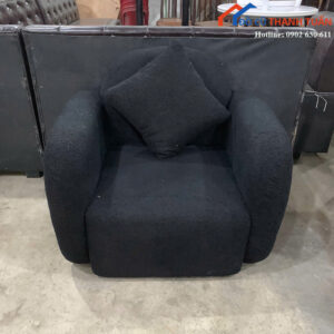 Ghế Sofa Đơn Cũ Bọc Vải Nỉ Màu Đen Hiện Đại