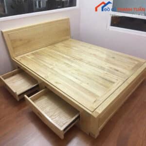 Giường Ngủ Gỗ Cũ 1M8x2M Có Hộc Kéo
