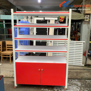 Kệ Trưng Bày Cũ 1M8 Khung Sắt Màu Trắng Đỏ