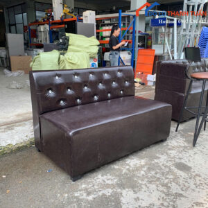 Sofa Băng Cũ 1M1 Bọc Da Màu Nâu Đậm
