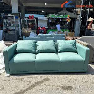 Sofa Băng Cũ Bọc Da Màu Xanh Ngọc Hiện Đại